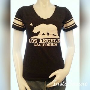 Exist Los Angeles CA Graphic V-Neck T-Shirt